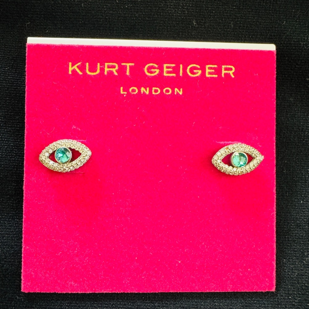 Kurt Geiger Gold and Green Eye Earrings